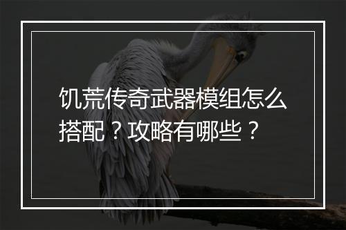 饥荒传奇武器模组怎么搭配？攻略有哪些？