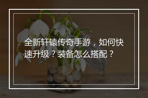 全新轩辕传奇手游，如何快速升级？装备怎么搭配？