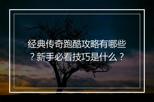 经典传奇跑酷攻略有哪些？新手必看技巧是什么？