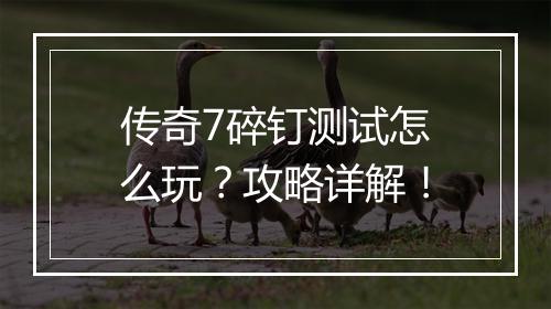 传奇7碎钉测试怎么玩？攻略详解！