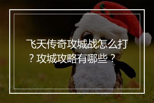 飞天传奇攻城战怎么打？攻城攻略有哪些？