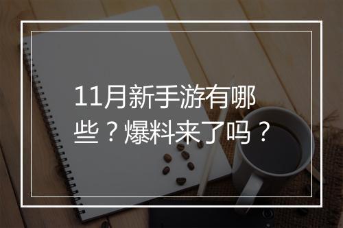 11月新手游有哪些？爆料来了吗？