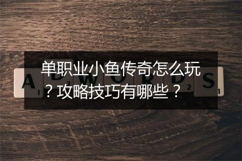 单职业小鱼传奇怎么玩？攻略技巧有哪些？