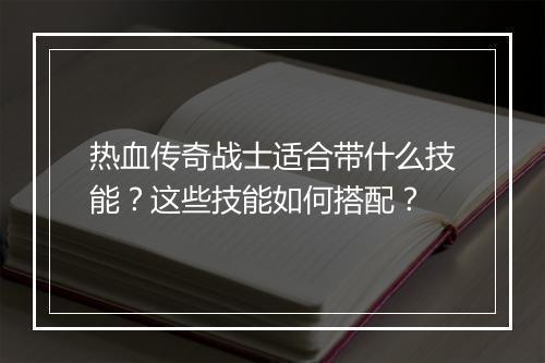 热血传奇战士适合带什么技能？这些技能如何搭配？