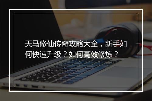 天马修仙传奇攻略大全，新手如何快速升级？如何高效修炼？