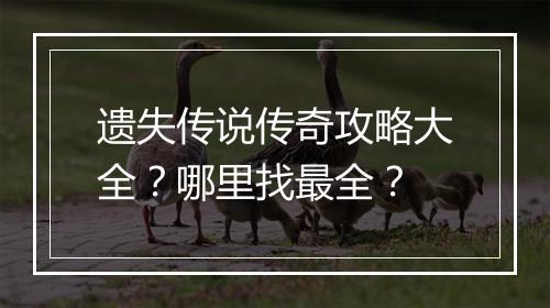 遗失传说传奇攻略大全？哪里找最全？