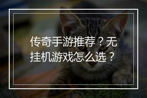 传奇手游推荐？无挂机游戏怎么选？