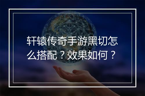 轩辕传奇手游黑切怎么搭配？效果如何？