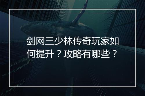 剑网三少林传奇玩家如何提升？攻略有哪些？