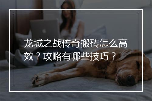 龙城之战传奇搬砖怎么高效？攻略有哪些技巧？