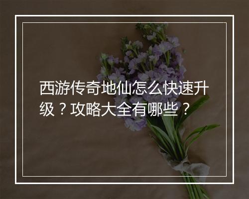 西游传奇地仙怎么快速升级？攻略大全有哪些？