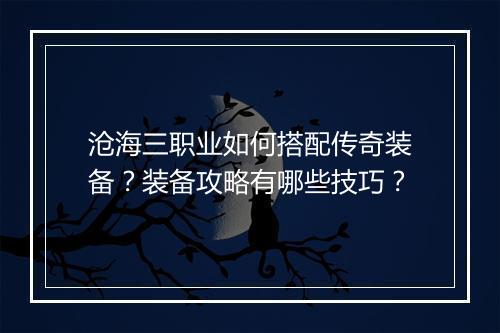 沧海三职业如何搭配传奇装备？装备攻略有哪些技巧？