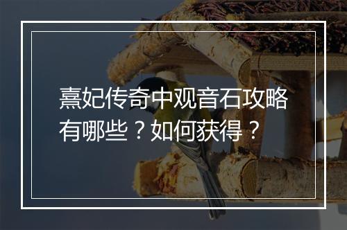 熹妃传奇中观音石攻略有哪些？如何获得？