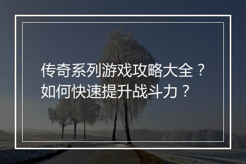 传奇系列游戏攻略大全？如何快速提升战斗力？