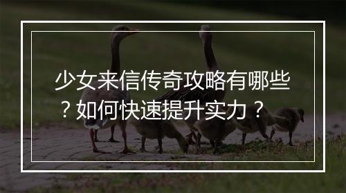 少女来信传奇攻略有哪些？如何快速提升实力？
