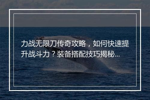力战无限刀传奇攻略，如何快速提升战斗力？装备搭配技巧揭秘！