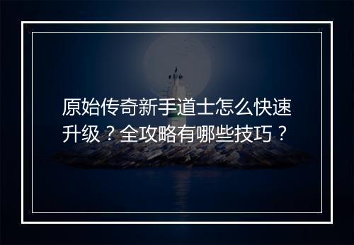 原始传奇新手道士怎么快速升级？全攻略有哪些技巧？