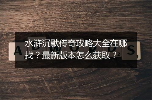水浒沉默传奇攻略大全在哪找?最新版本怎么获取?