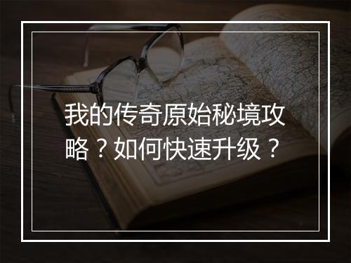 我的传奇原始秘境攻略？如何快速升级？
