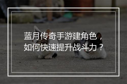 蓝月传奇手游建角色，如何快速提升战斗力？