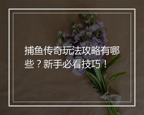 捕鱼传奇玩法攻略有哪些？新手必看技巧！