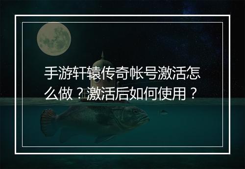 手游轩辕传奇帐号激活怎么做？激活后如何使用？