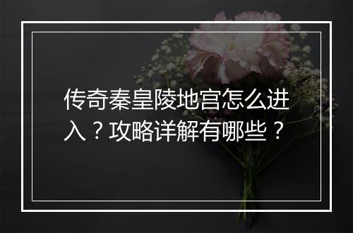 传奇秦皇陵地宫怎么进入？攻略详解有哪些？