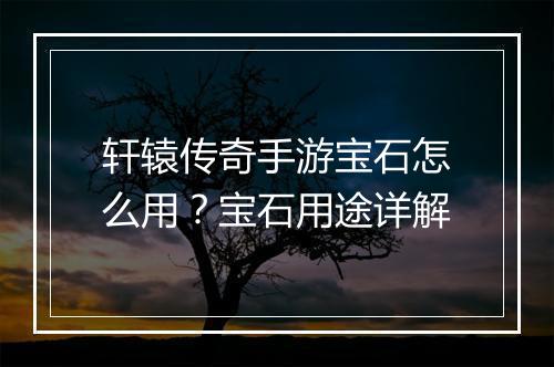 轩辕传奇手游宝石怎么用？宝石用途详解