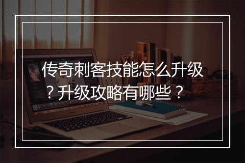 传奇刺客技能怎么升级？升级攻略有哪些？