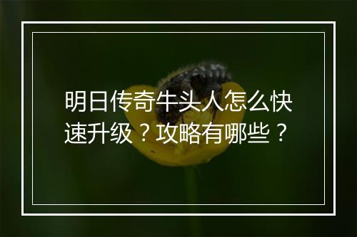 明日传奇牛头人怎么快速升级？攻略有哪些？