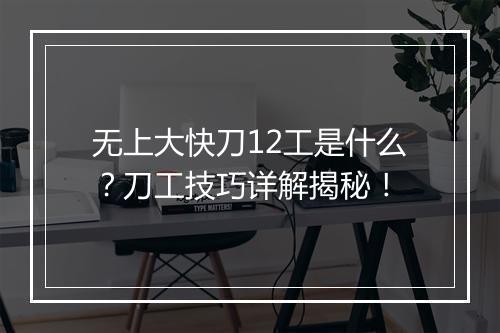 无上大快刀12工是什么？刀工技巧详解揭秘！