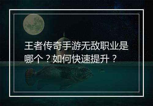 王者传奇手游无敌职业是哪个？如何快速提升？