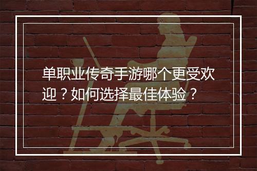 单职业传奇手游哪个更受欢迎？如何选择最佳体验？