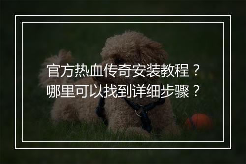 官方热血传奇安装教程？哪里可以找到详细步骤？