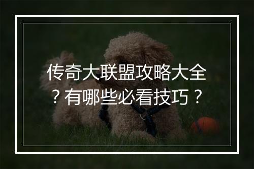 传奇大联盟攻略大全？有哪些必看技巧？
