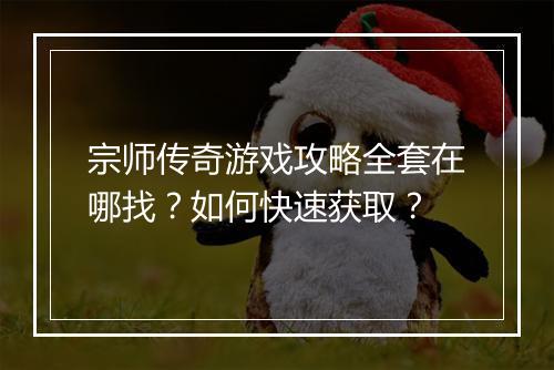 宗师传奇游戏攻略全套在哪找？如何快速获取？