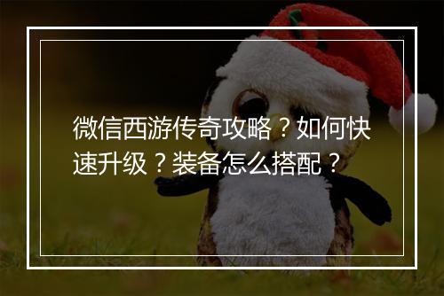 微信西游传奇攻略？如何快速升级？装备怎么搭配？