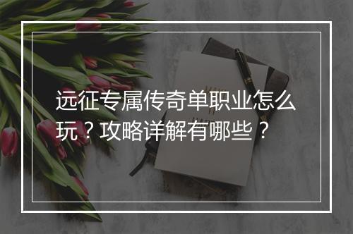 远征专属传奇单职业怎么玩？攻略详解有哪些？