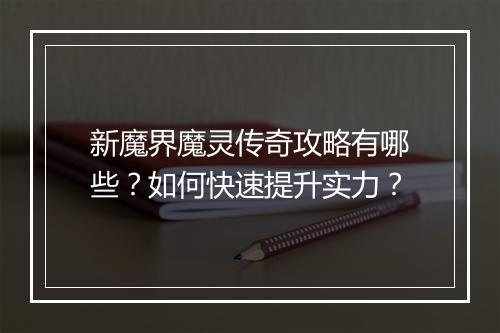 新魔界魔灵传奇攻略有哪些？如何快速提升实力？