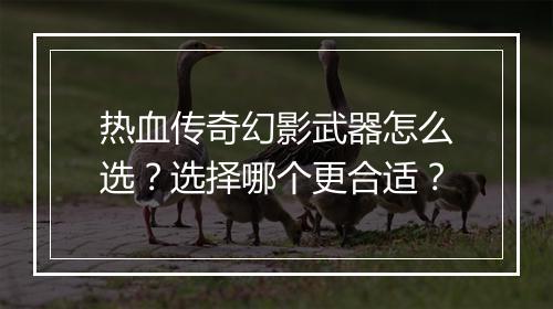 热血传奇幻影武器怎么选？选择哪个更合适？