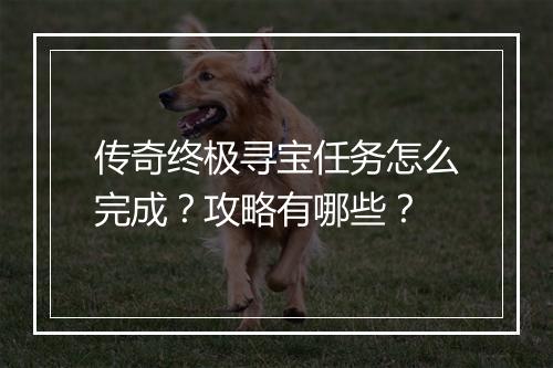 传奇终极寻宝任务怎么完成？攻略有哪些？