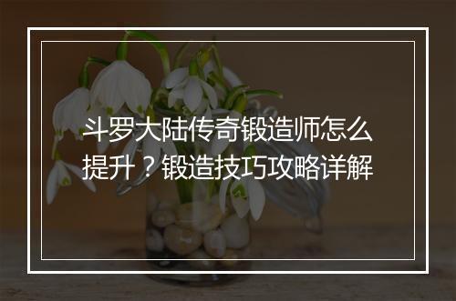 斗罗大陆传奇锻造师怎么提升？锻造技巧攻略详解