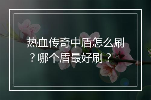 热血传奇中盾怎么刷？哪个盾最好刷？