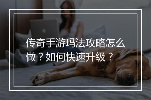 传奇手游玛法攻略怎么做？如何快速升级？