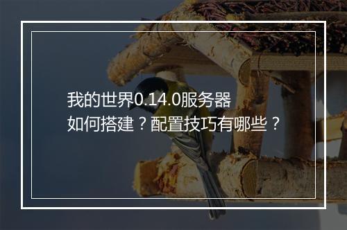 我的世界0.14.0服务器如何搭建？配置技巧有哪些？