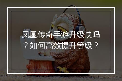 凤凰传奇手游升级快吗？如何高效提升等级？