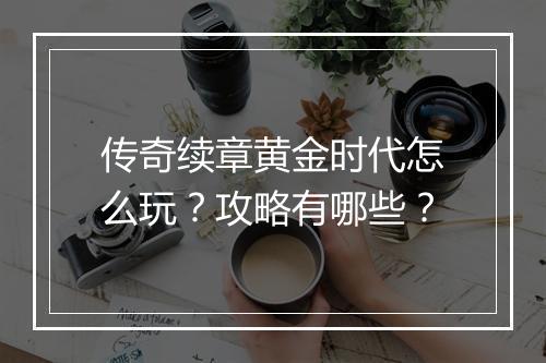 传奇续章黄金时代怎么玩？攻略有哪些？