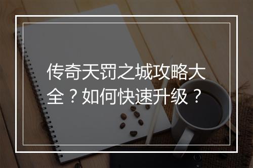 传奇天罚之城攻略大全？如何快速升级？