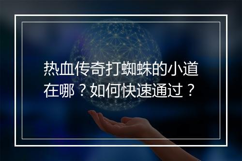 热血传奇打蜘蛛的小道在哪？如何快速通过？