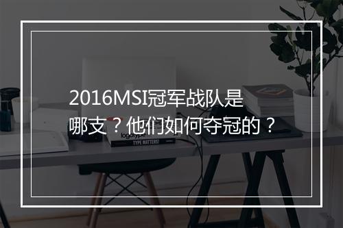 2016MSI冠军战队是哪支？他们如何夺冠的？